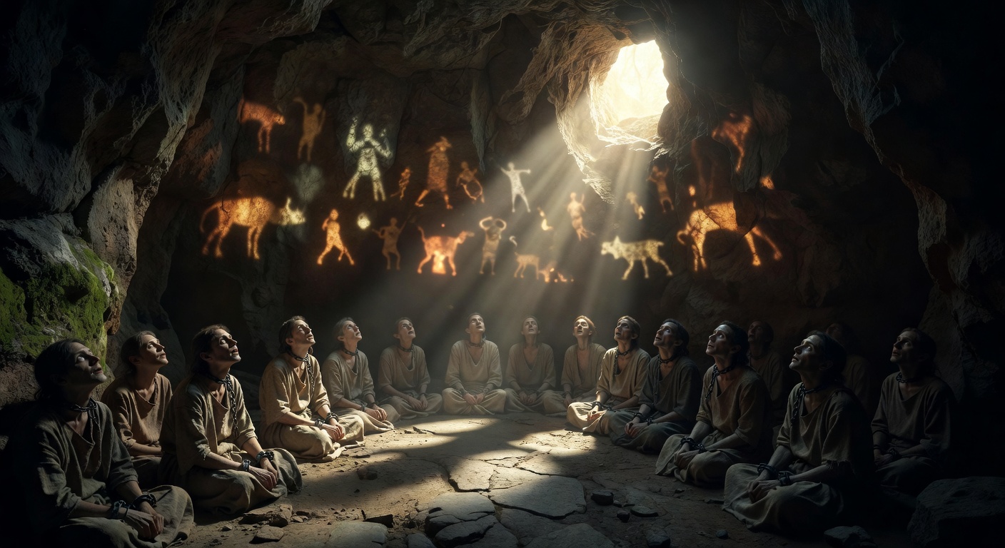 Plato's Cave allegory — shadows on the wall