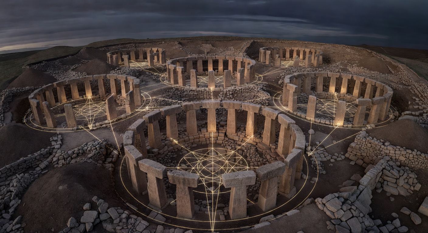 Gobekli Tepe archaeological site showing carved stone pillars